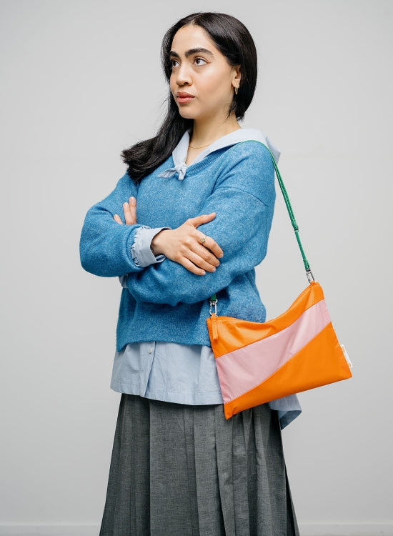 SUSAN BIJL Orange & Pink Panther Medium Pouch