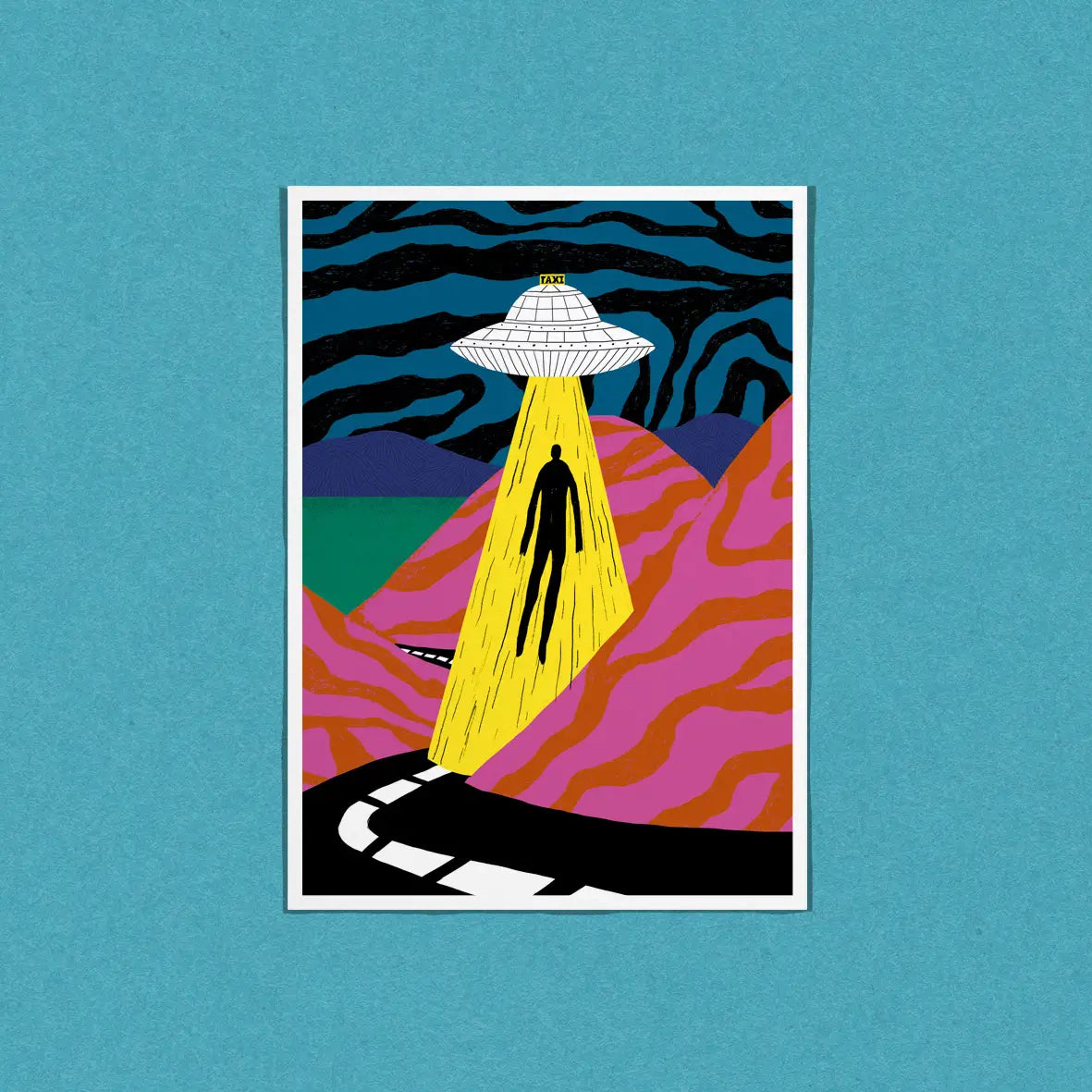 DANS LES DENTS Space Taxi Postcard