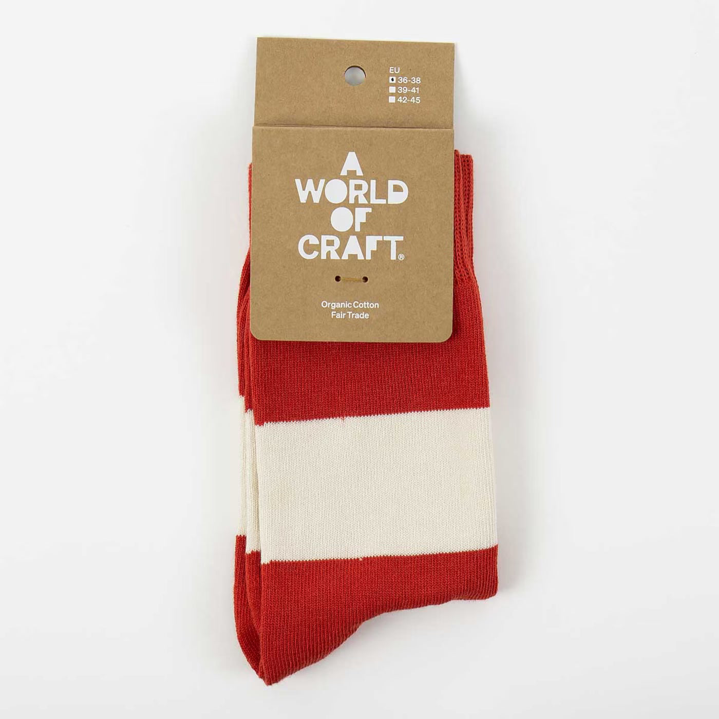 A WORLD OF CRAFT Red & Off White Socks
