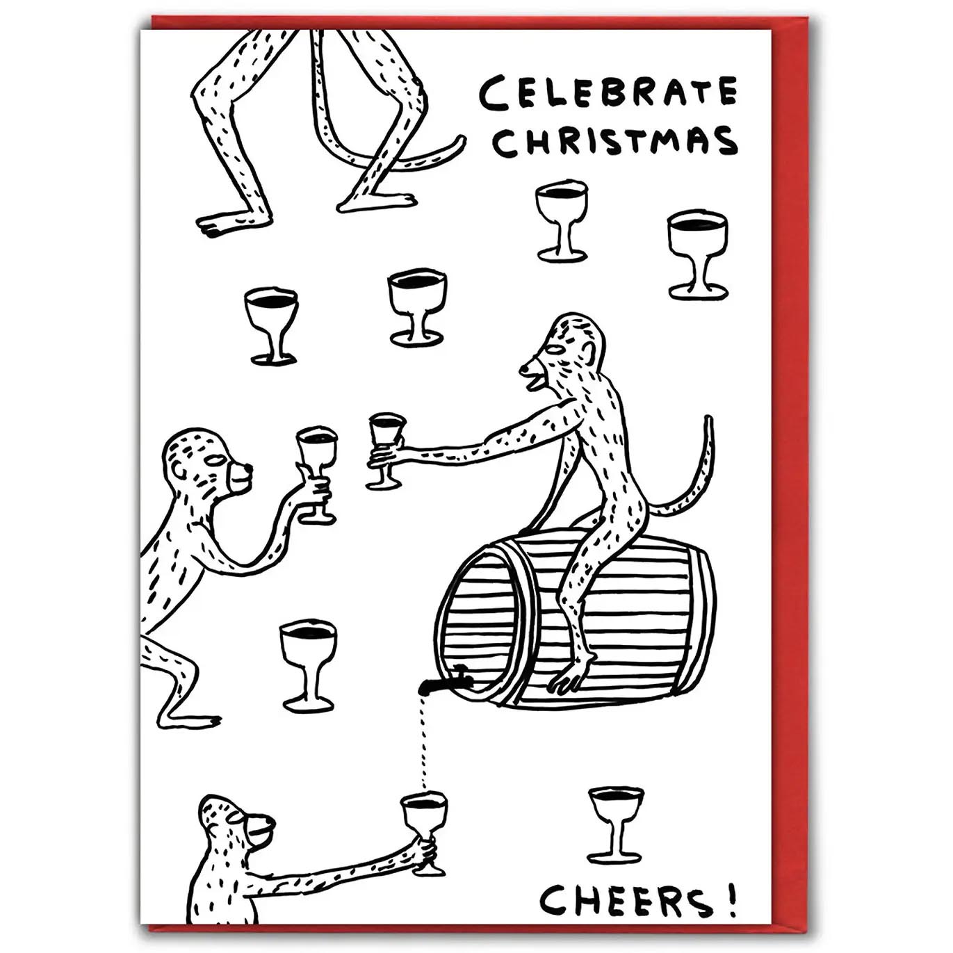 DAVID SHRIGLEY Christmas Monkeys Card