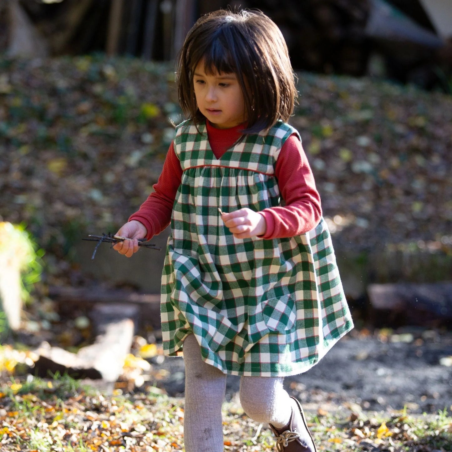 LITTLE GREEN RADICALS Hazelnut Waffle Long Sleeve Top