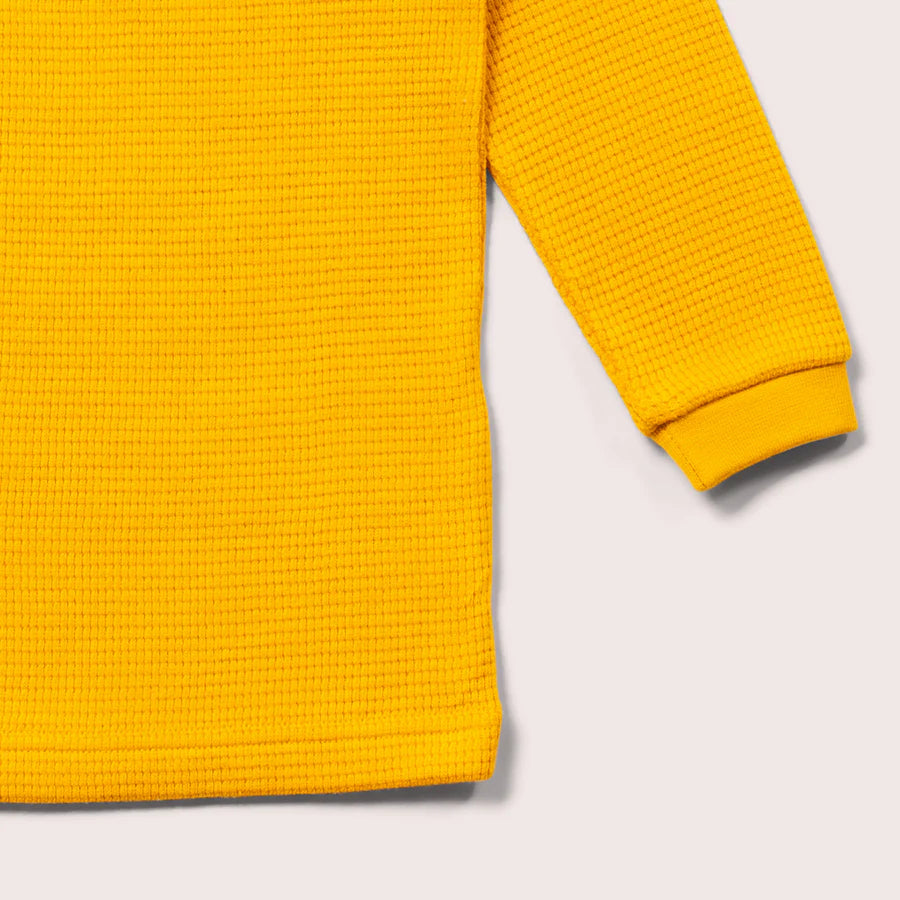 LITTLE GREEN RADICALS Gold Waffle Long Sleeve Raglan Top