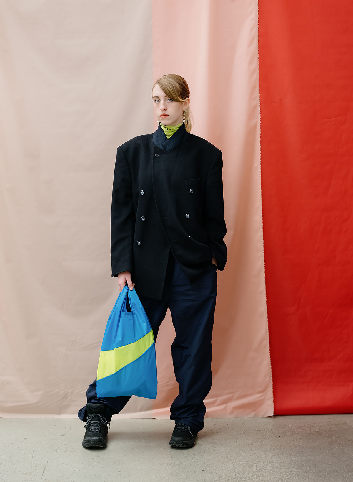 SUSAN BIJL Wave & Fluo Yellow Medium Shopping Bag