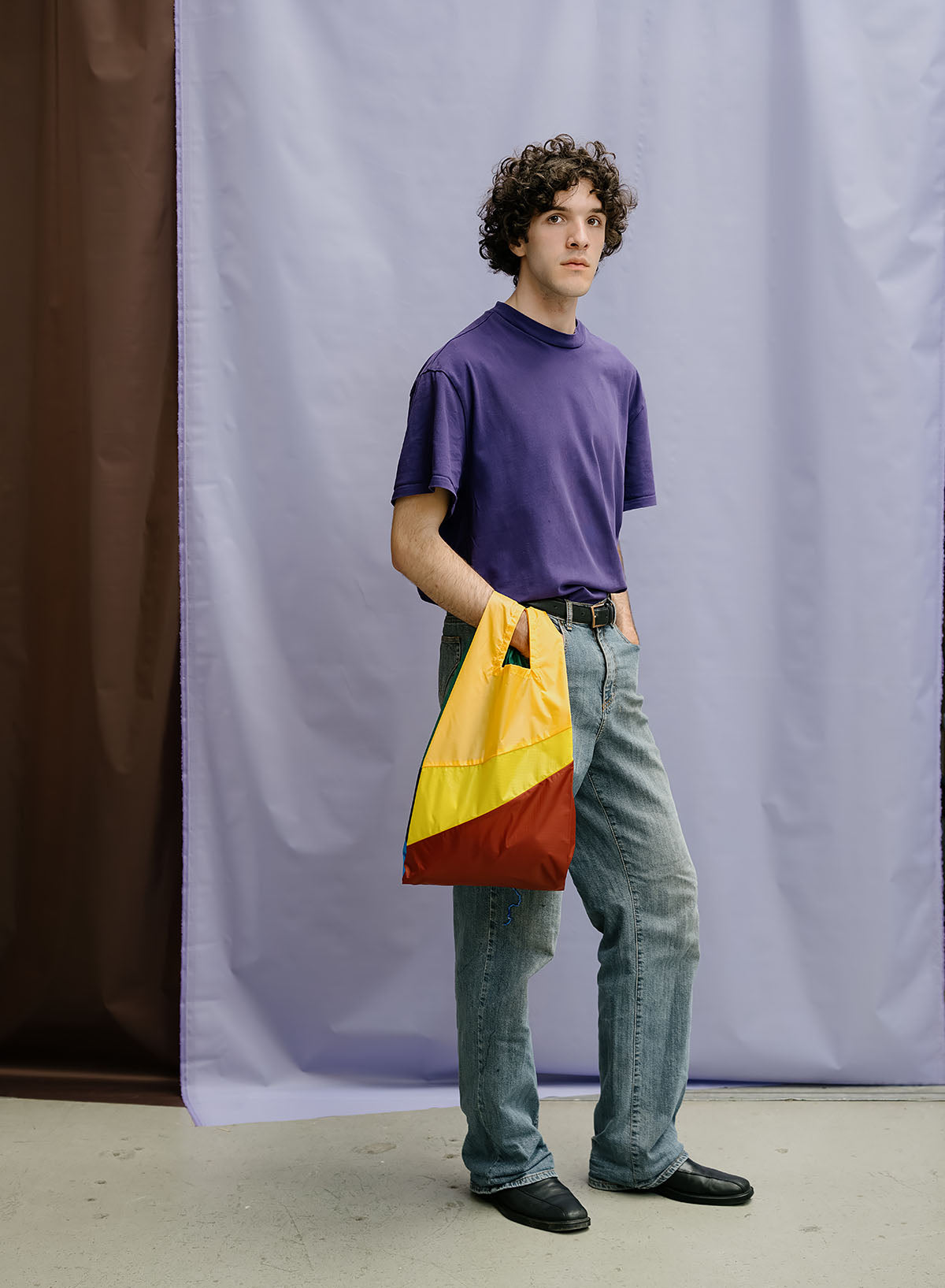 SUSAN BIJL Multi TV Yellow Medium Shopping Bag