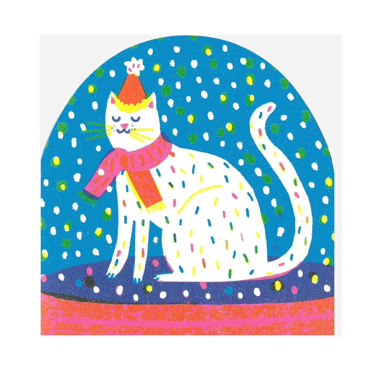 THE PRINTED PEANUT Cat Snow Globe Card
