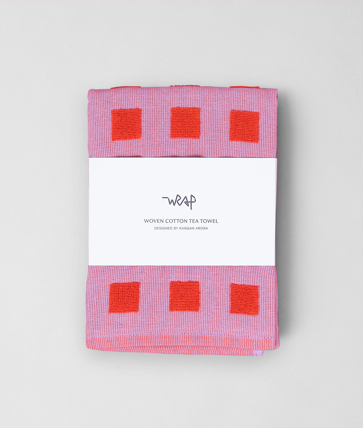 WRAP Lilac & Red Squares Tea Towel