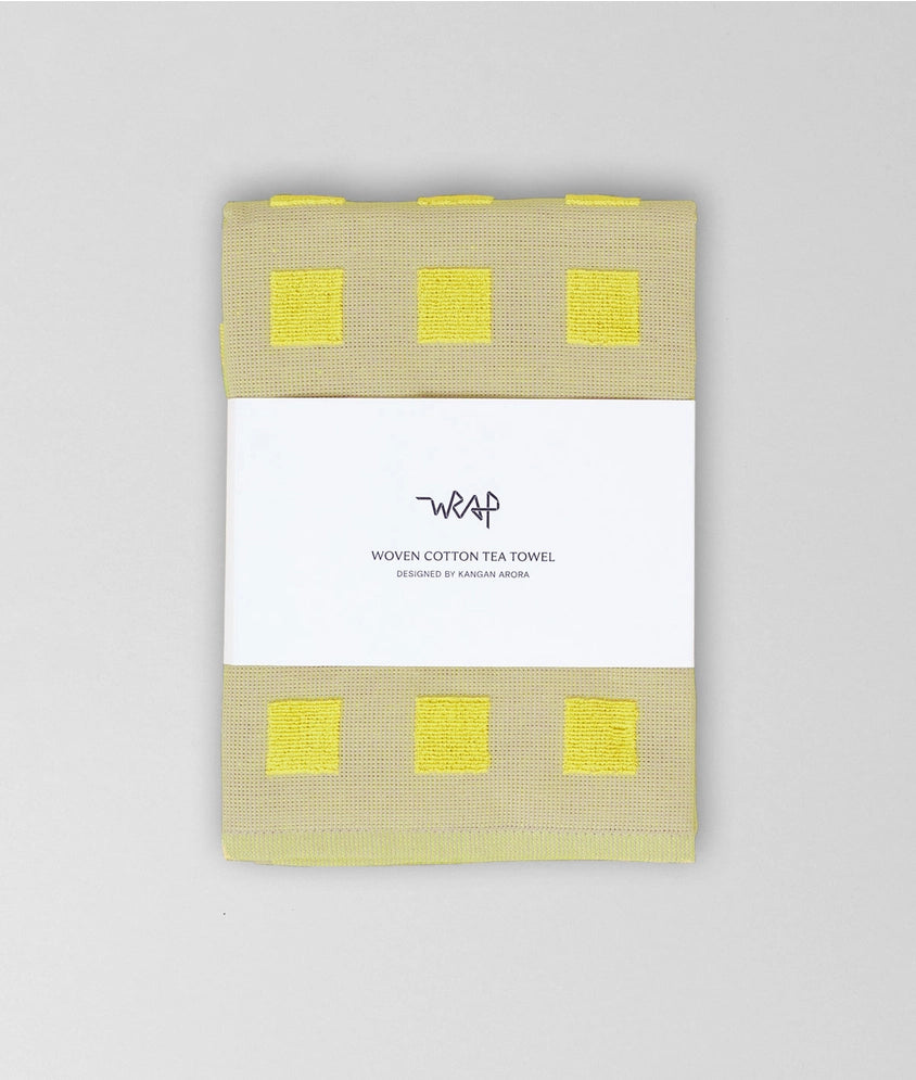 WRAP Oat & Yellow Squares Tea Towel