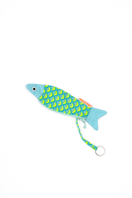 PETIT PAN Fish Purse Wasabi Blue