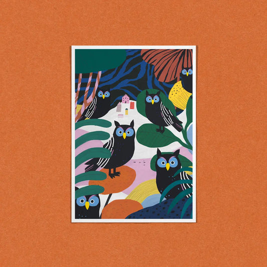 DANS LES DENTS Postcard OWL TOWN
