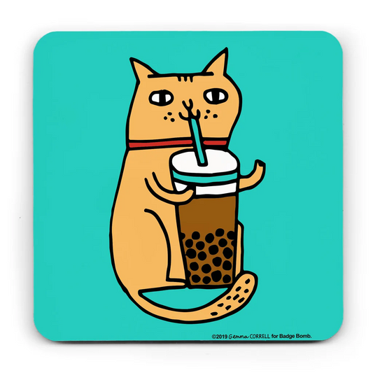 GEMMA CORREL Bubble Tea Drinking Cat Coaster