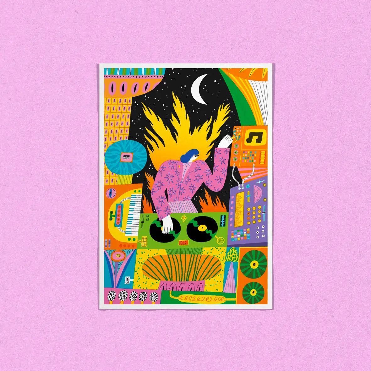 DANS LES DENTS Postcard DJ ON FIRE