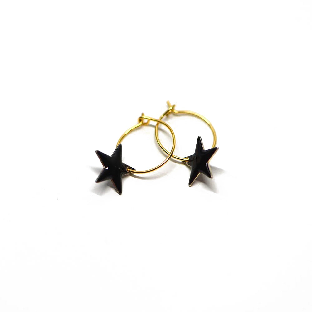 TITLEE Black Star Hoop Earrings
