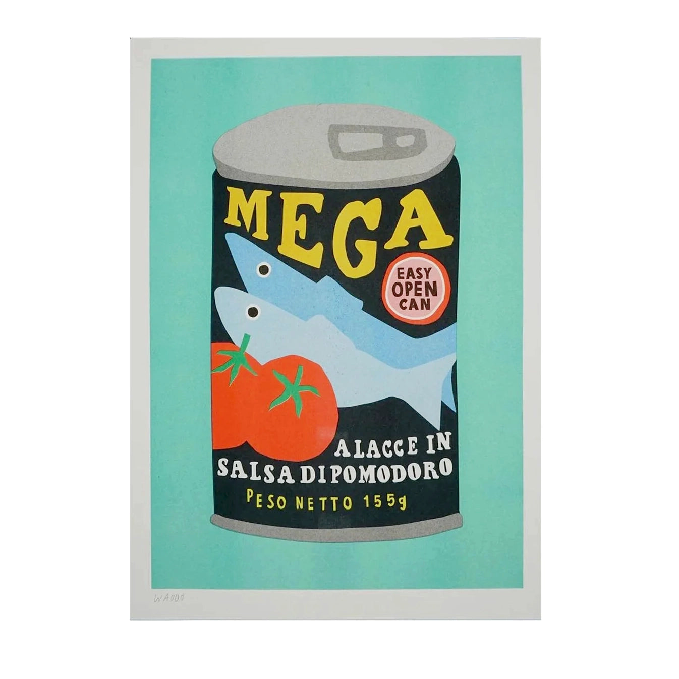 WE ARE OUT OF OFFICE A3 Mega Fish Risograph Print