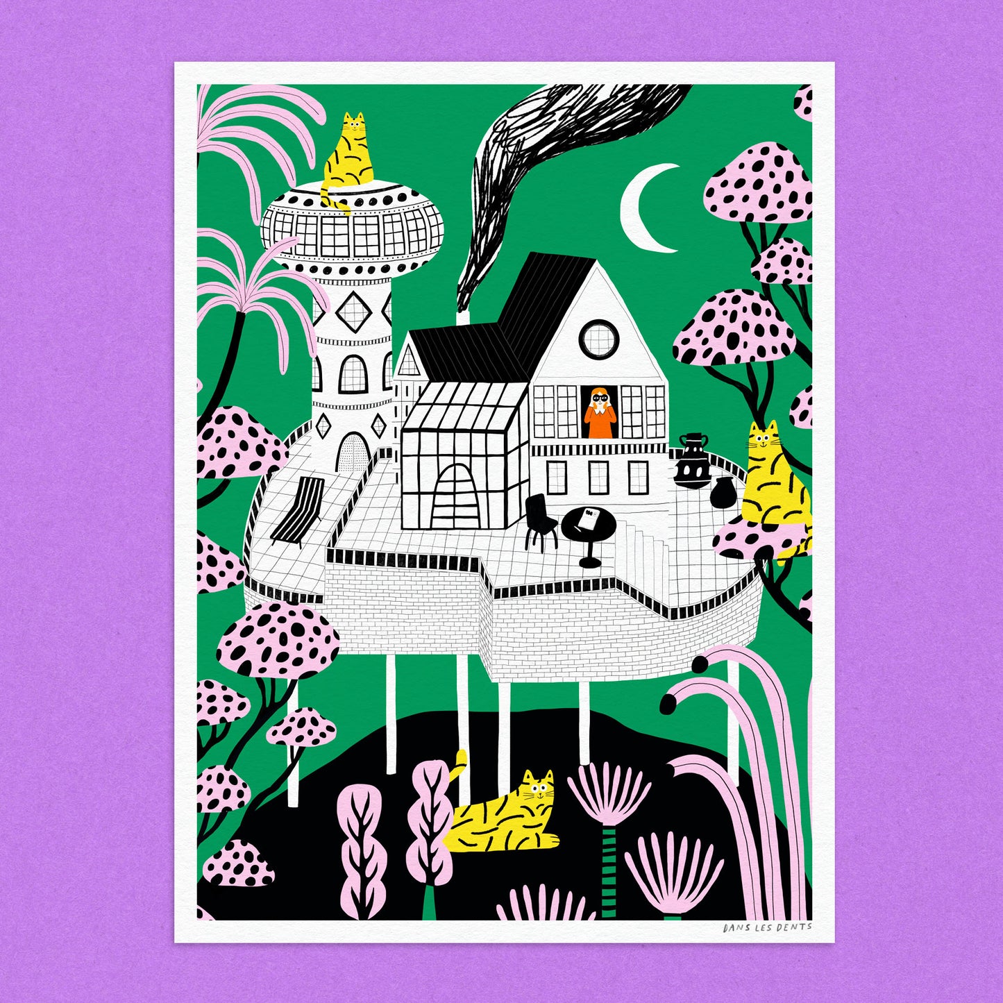 DANS LES DENTS On The Hill Riso Print