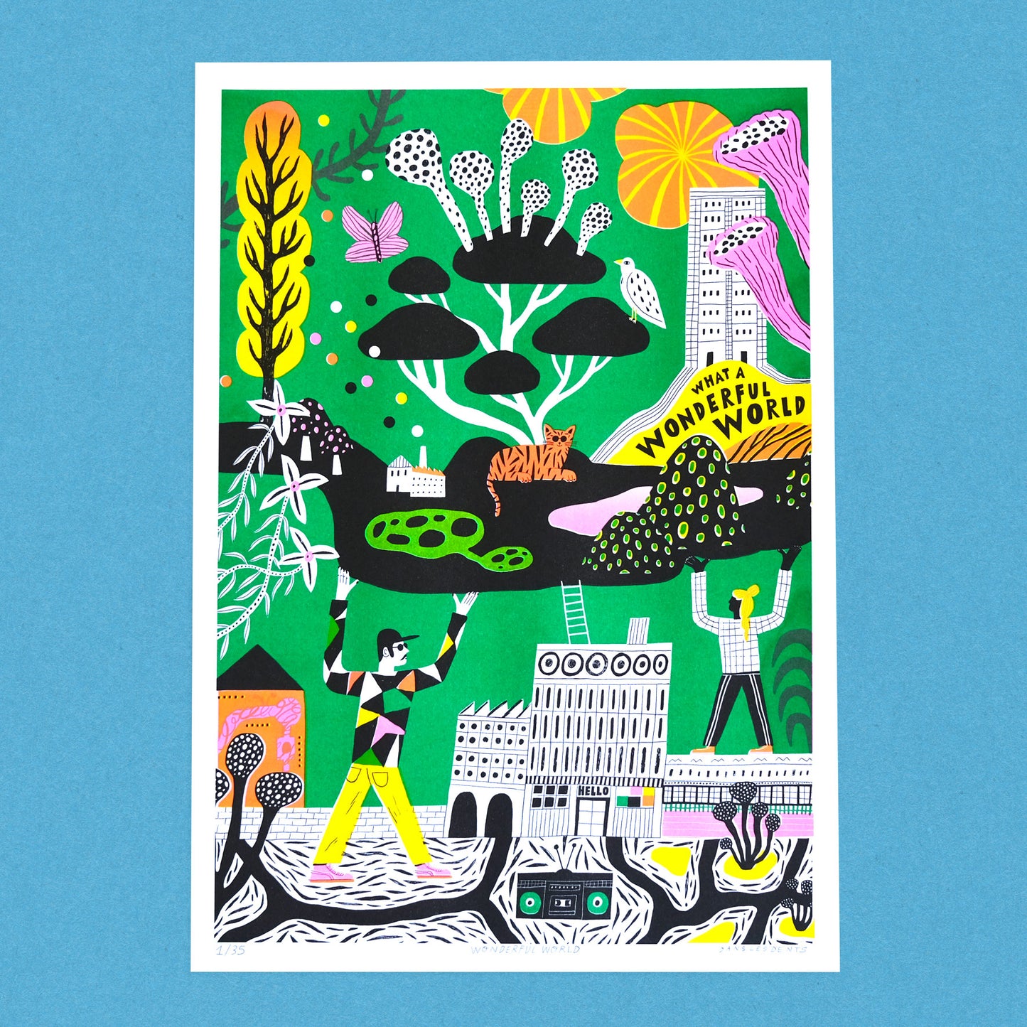 DANS LES DENTS Wonderful World Riso Print