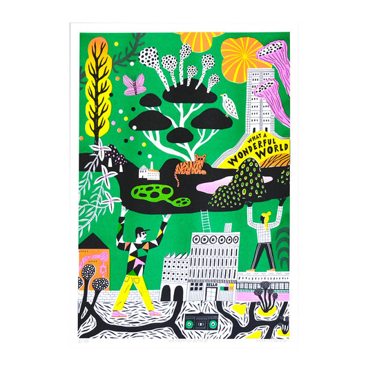 DANS LES DENTS Wonderful World Riso Print