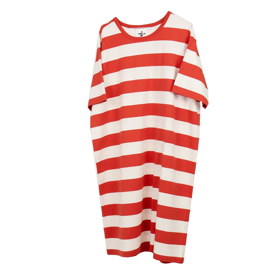 AWOC Women's Red & Off White Dress