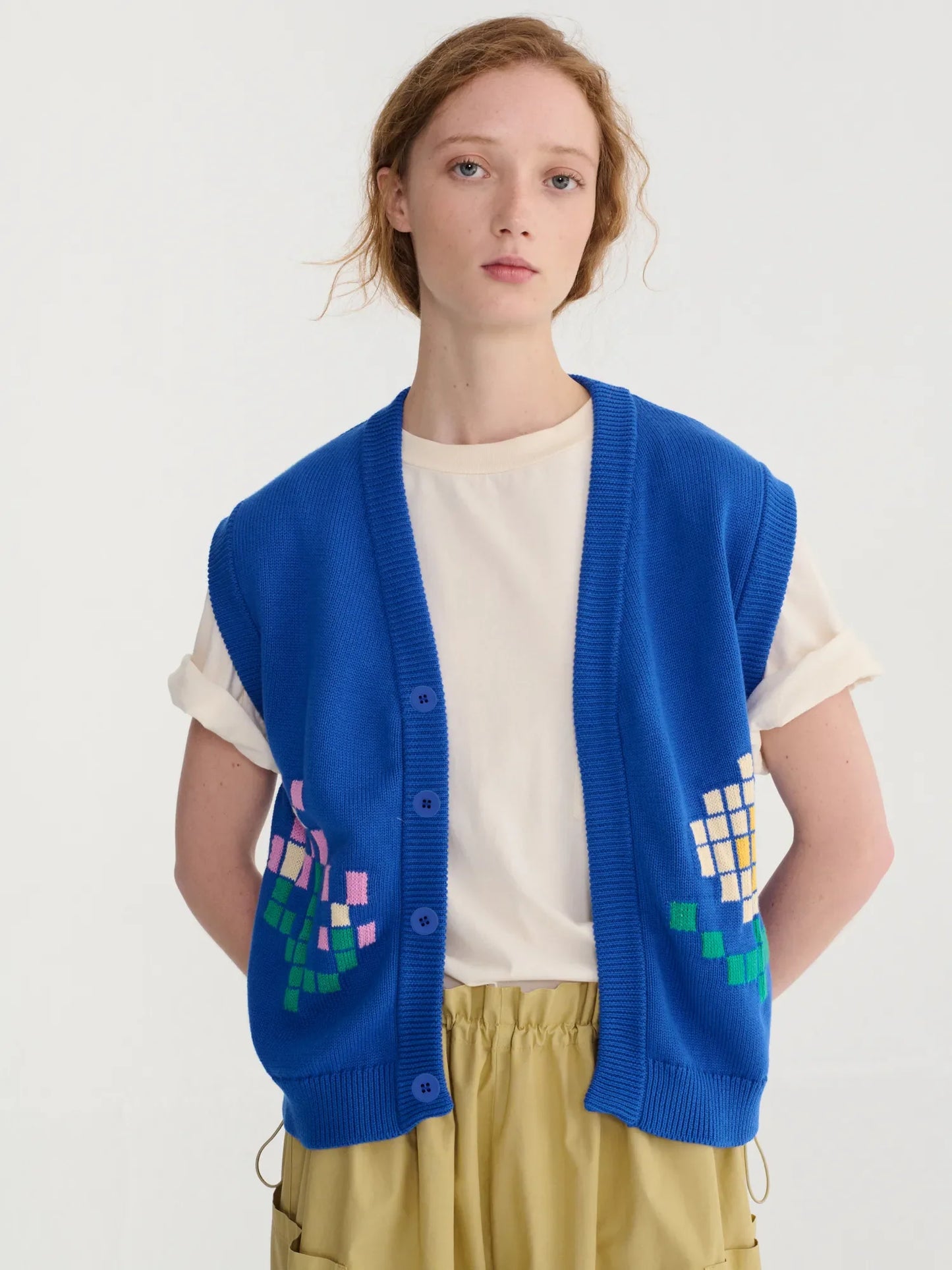 BOBO CHOSES Pixel Flowers Cotton Vest