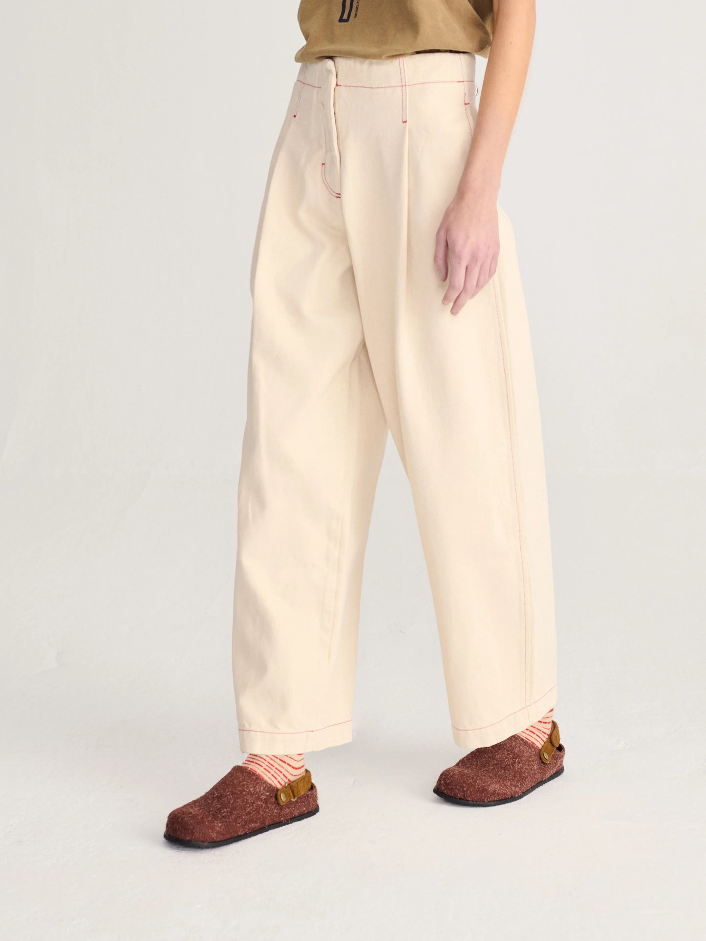 BOBO CHOSES Ecru Twill Pleated Pants