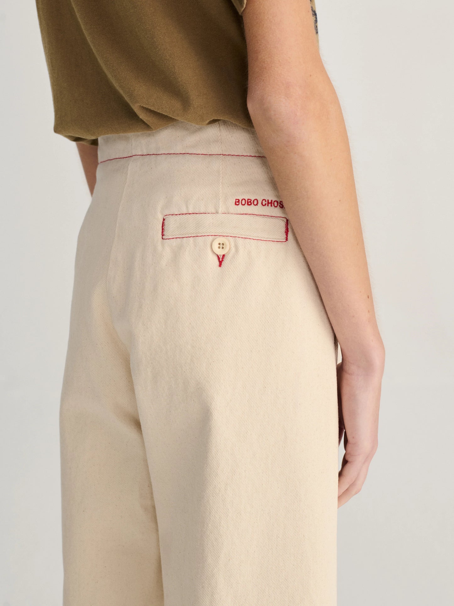 BOBO CHOSES Ecru Twill Pleated Pants