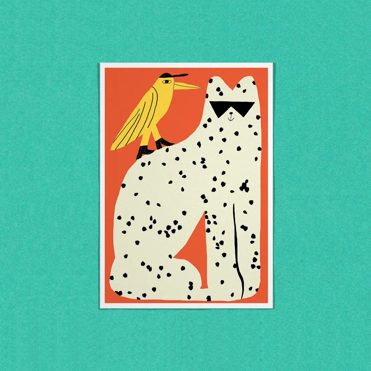 DANS LES DENTS Cat And Bird Postcard
