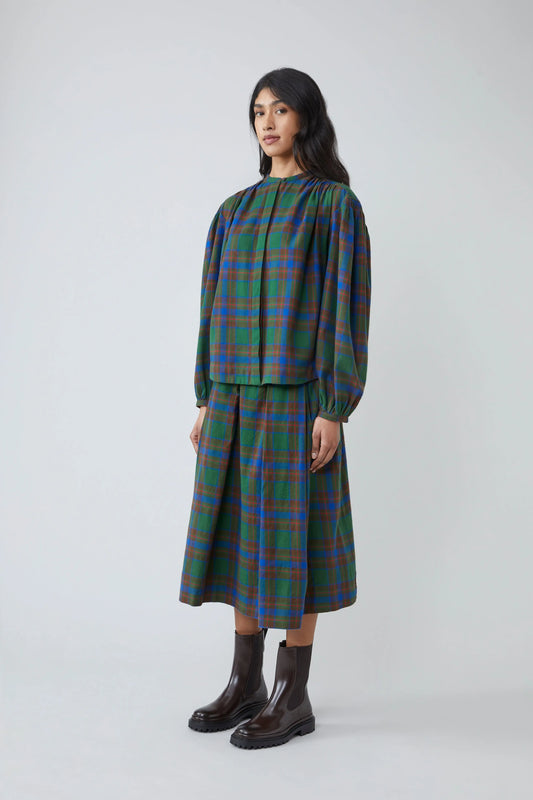 MOISMONT Jane Skirt Checks Royal Blue