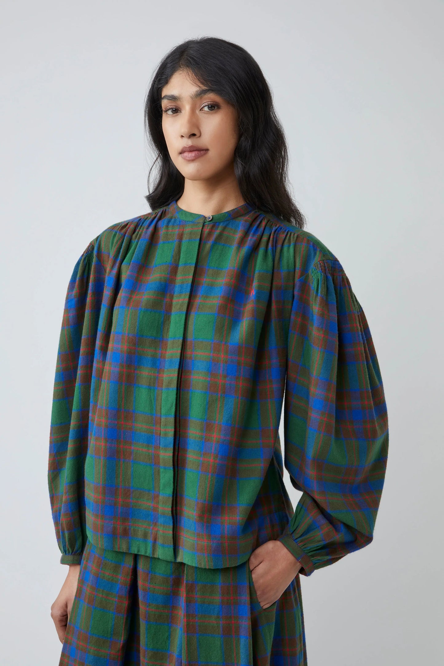 MOISMONT Emma Blouse Checks Royal Blue