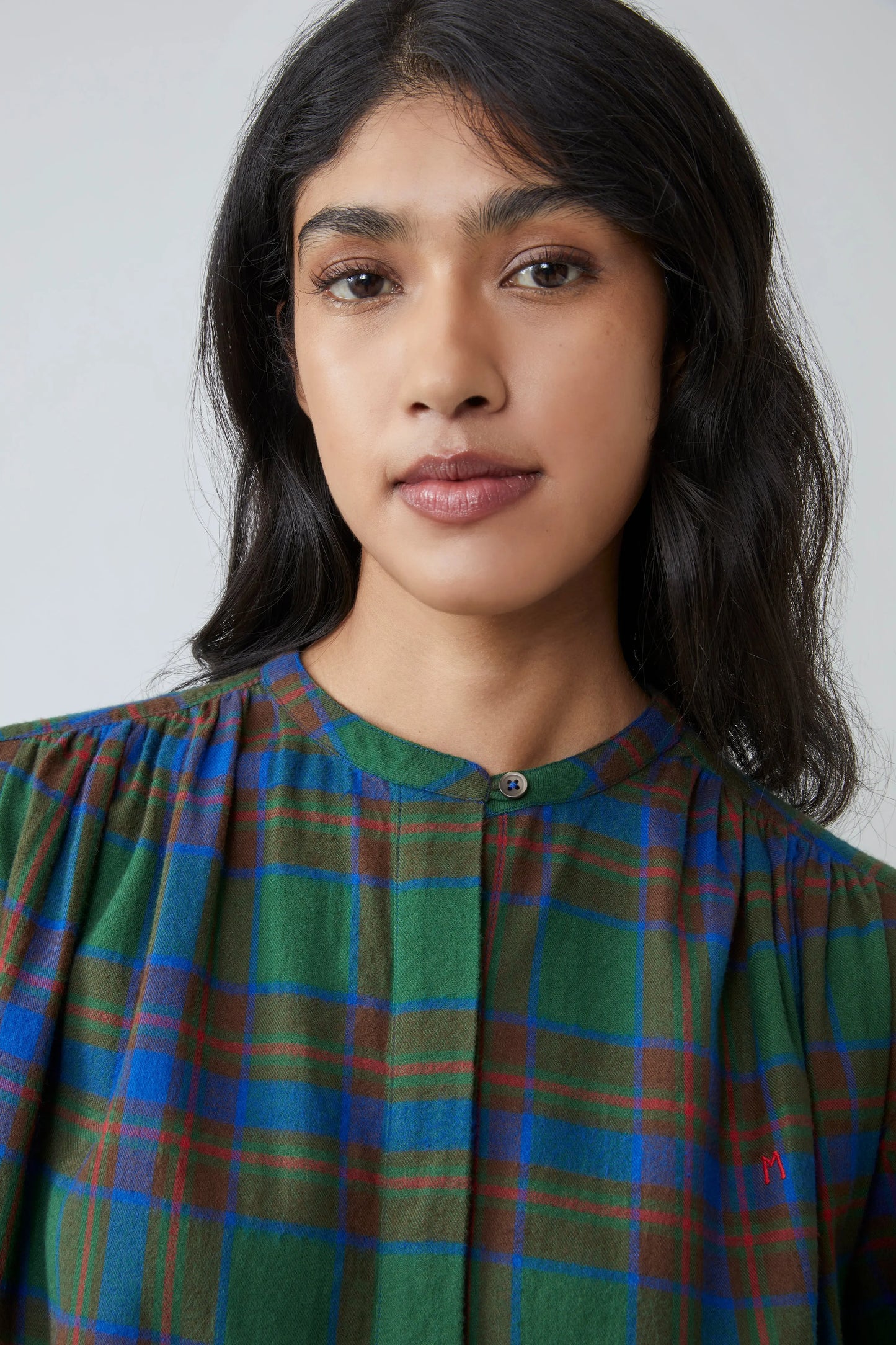 MOISMONT Emma Blouse Checks Royal Blue