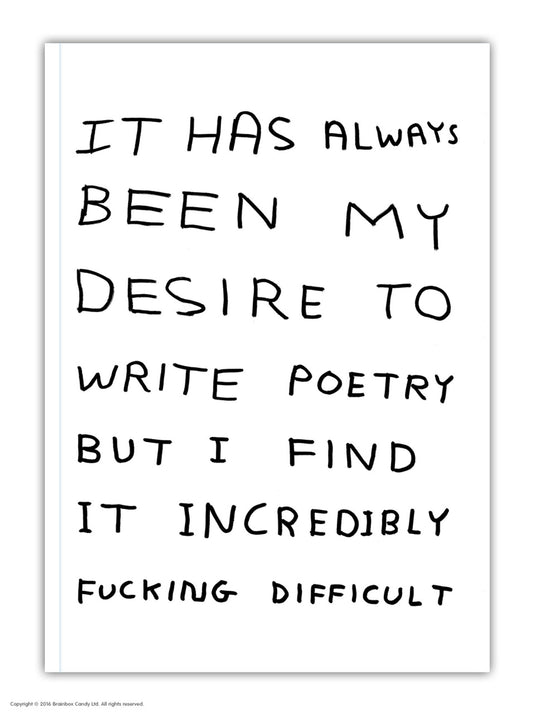 DAVID SHRIGLEY  A6 Difficult Poetry Notebook