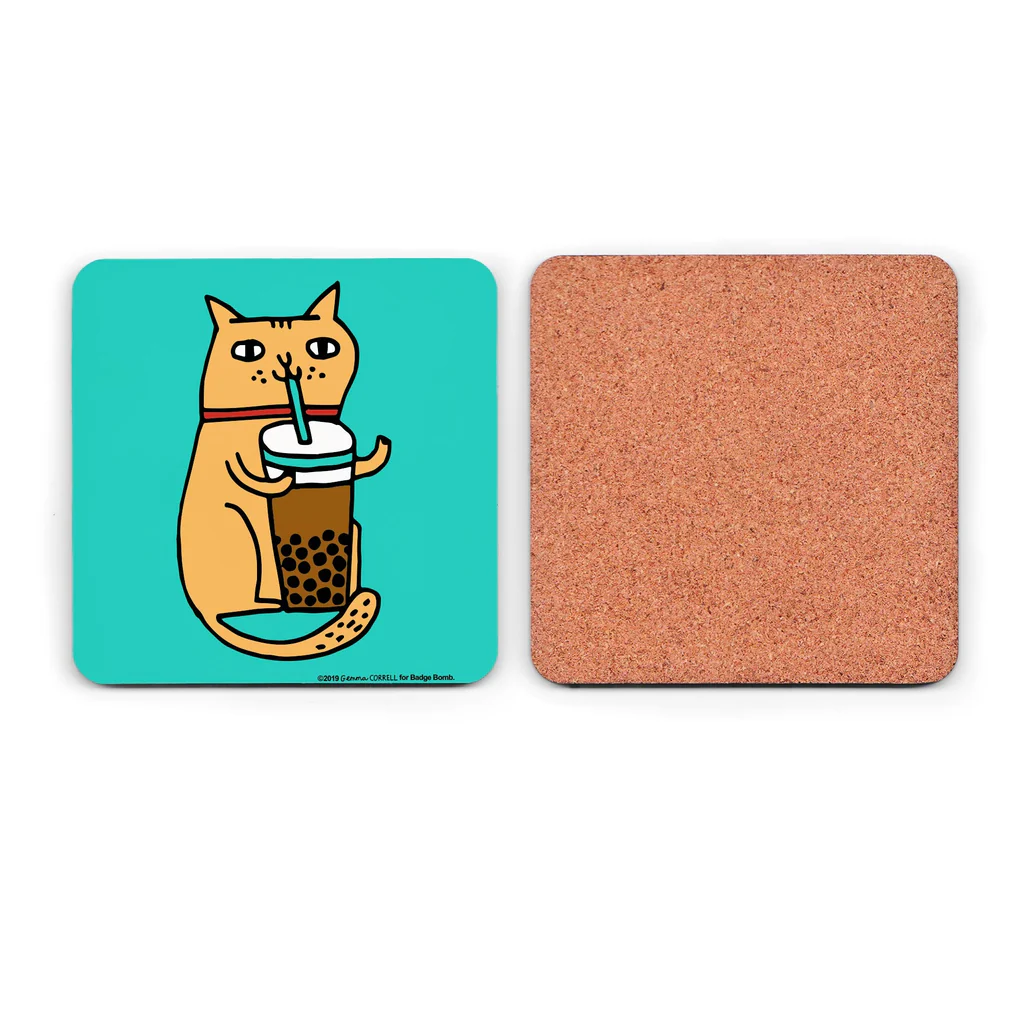 GEMMA CORREL Bubble Tea Drinking Cat Coaster