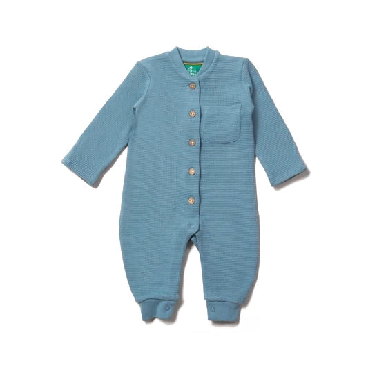 LITTLE GREEN RADICALS Dreamy Blue Waffle Playsuit