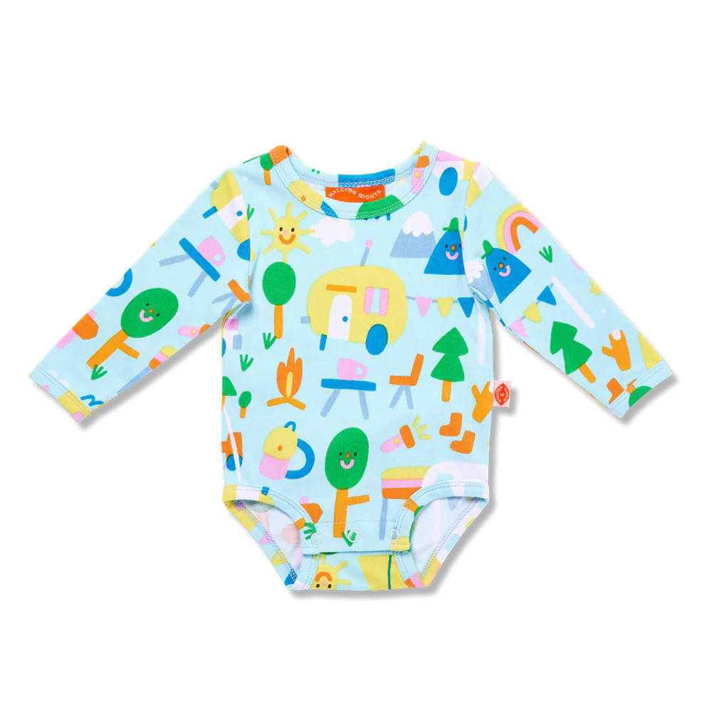 HALCYON NIGHTS Happy Campers Long Sleeve Bodysuit