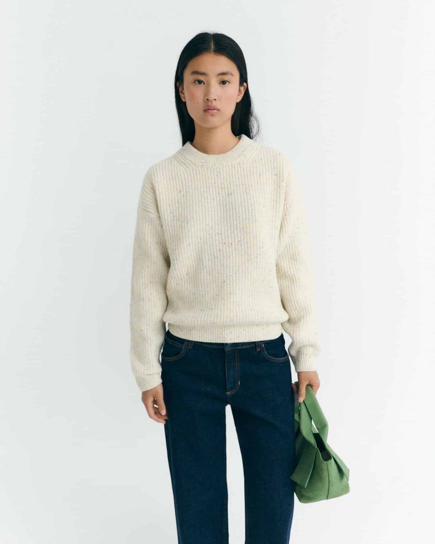 THINKING MU  Ecru Carmen Knitted Sweater