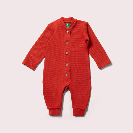 LITTLE GREEN RADICALS Hazelnut Waffle Organic Playsuit