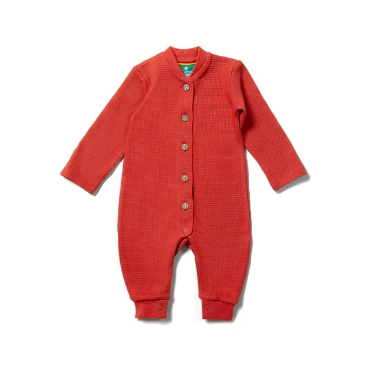 LITTLE GREEN RADICALS Hazelnut Waffle Playsuit