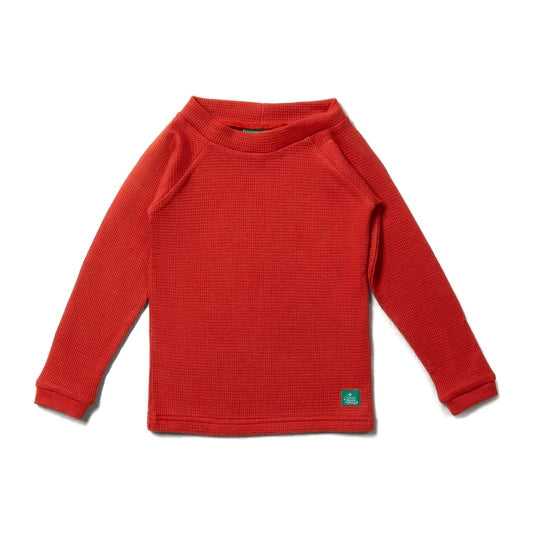LITTLE GREEN RADICALS Hazelnut Waffle Long Sleeve Top