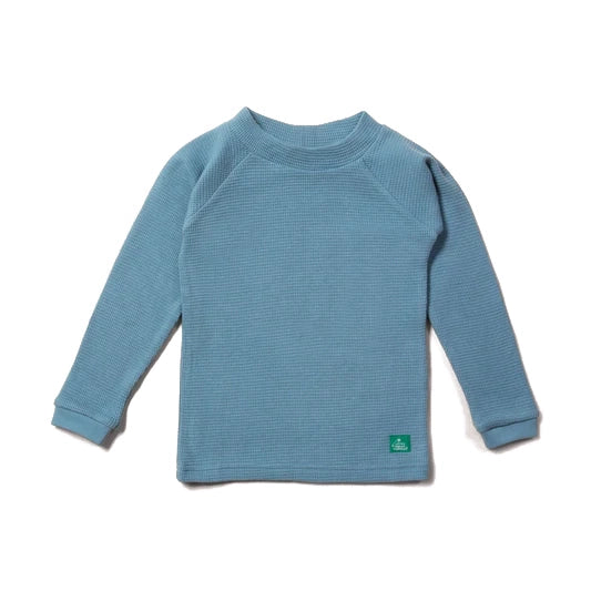 LITTLE GREEN RADICALS Dreamy Blue Waffle Long Sleeve Top