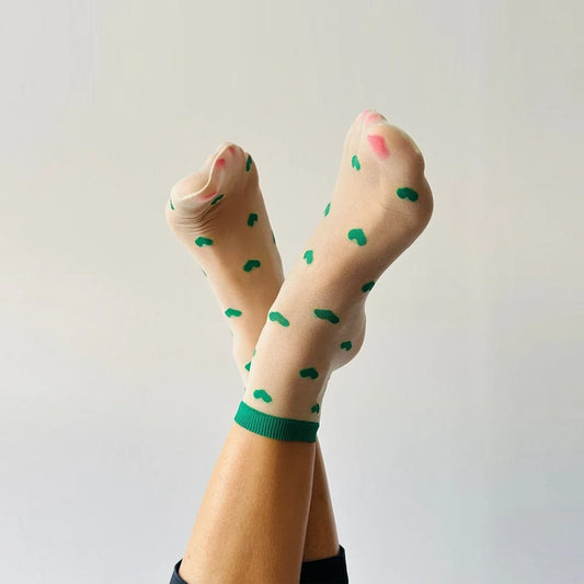 SOCKETTE Green Heart Sheer Socks