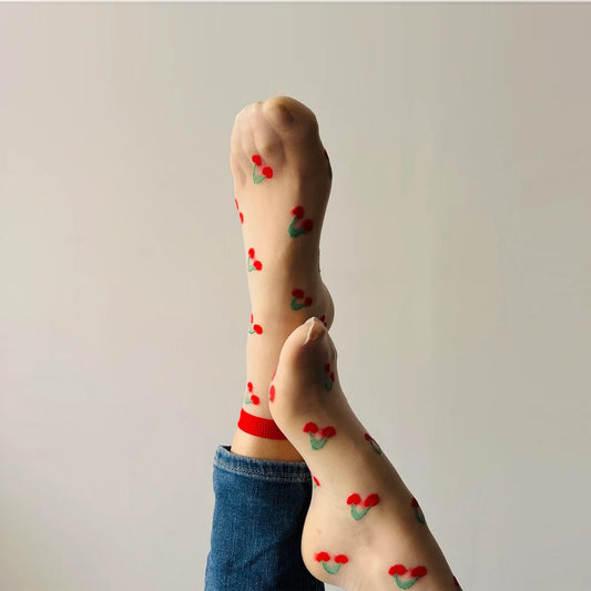 SOCKETTE Red Cherry Sheer Socks