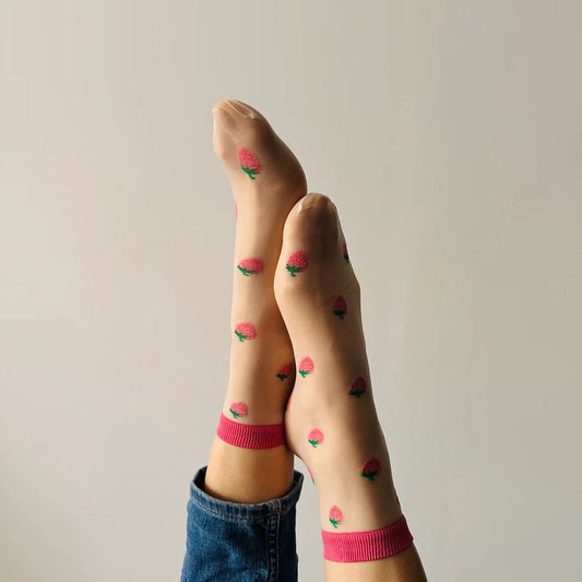 SOCKETTE Pink Raspberry Sheer Socks