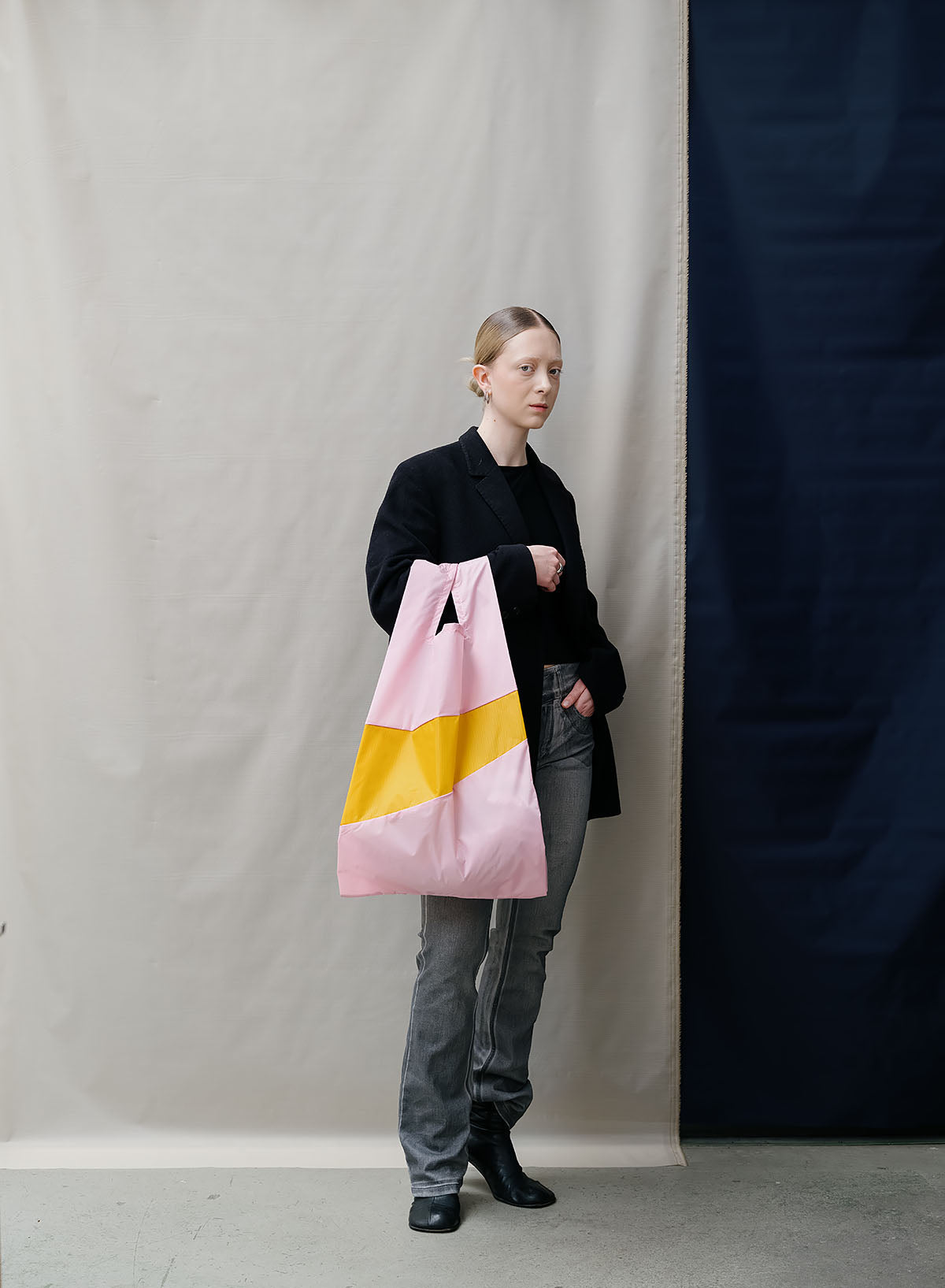 SUSAN BIJL Pale Pink & Lino Large Shopping Bag