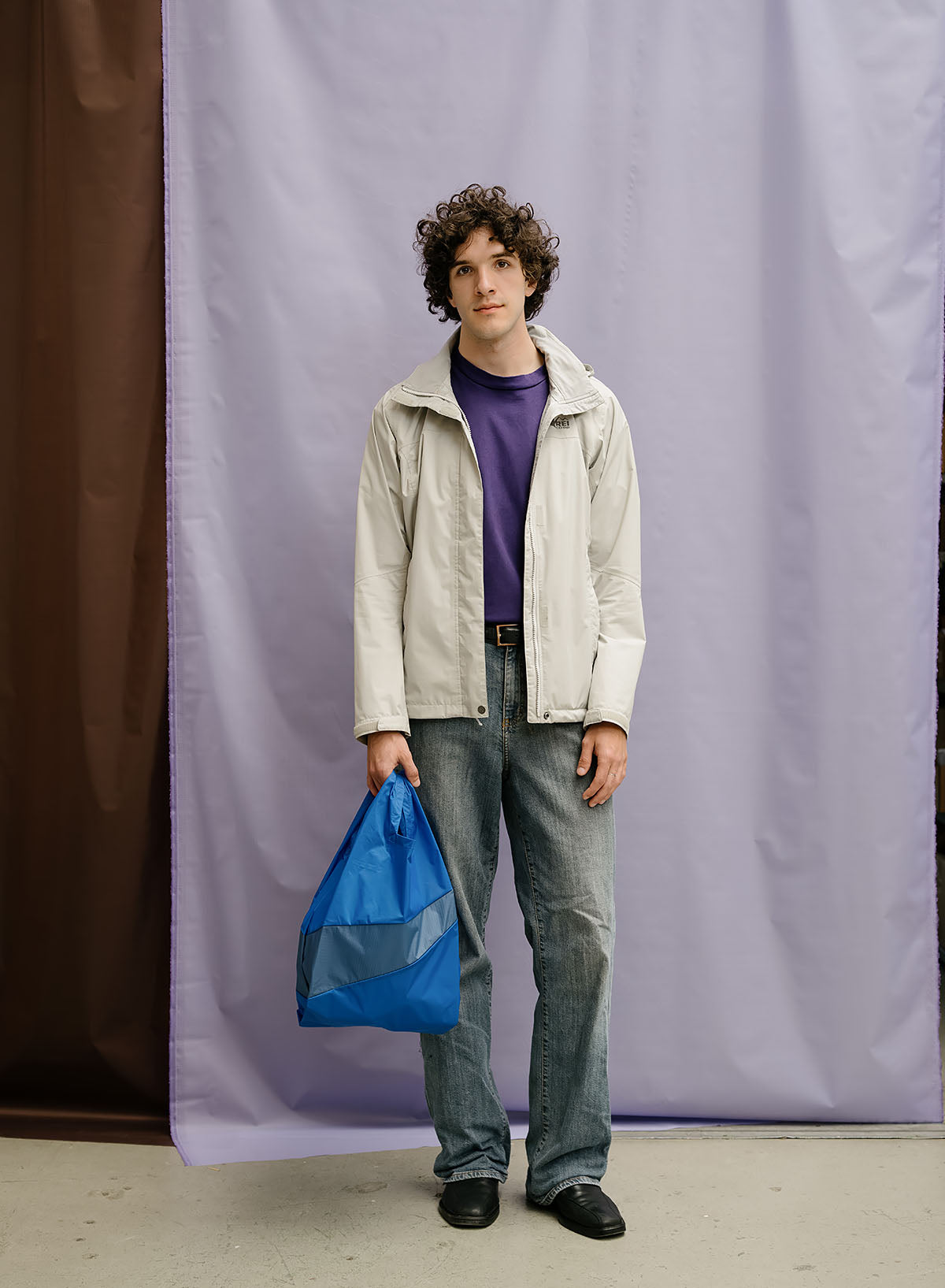 SUSAN BIJL Blue & Dark Petrol Medium Shopping Bag