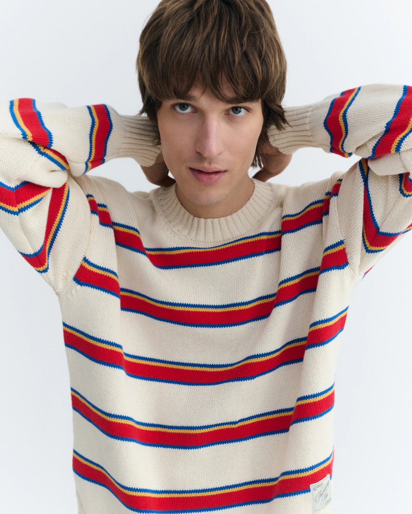 THINKING MU Beto Striped Boxy Sweater