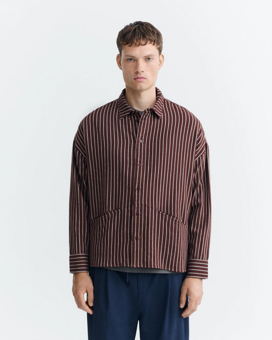 THINKING MU Jim Shirt Ohara Brushed Stripes