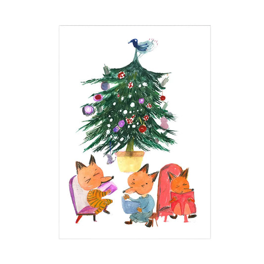 PING HE Foxy Christmas Postcard