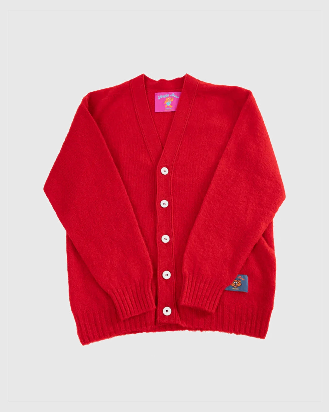 HOWLIN' Mens Shaggy Bear Cardigan Red