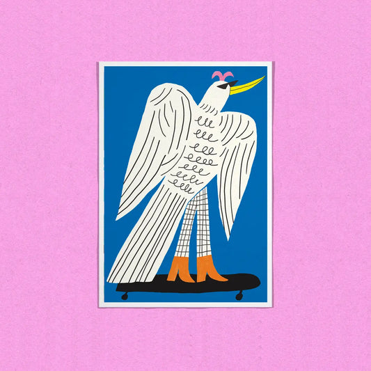 DANS LES DENTS Skater Bird Postcard