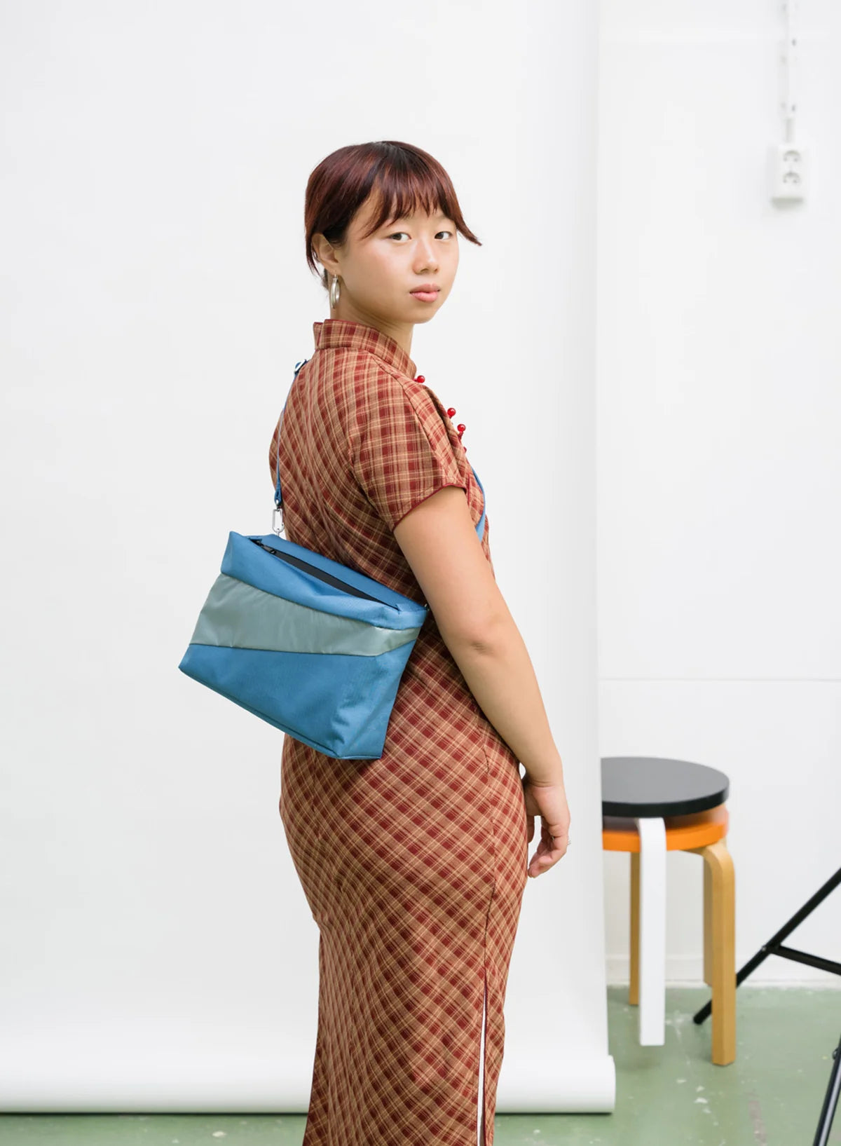 SUSAN BIJL Dark Petrol & Grey Medium Bum Bag