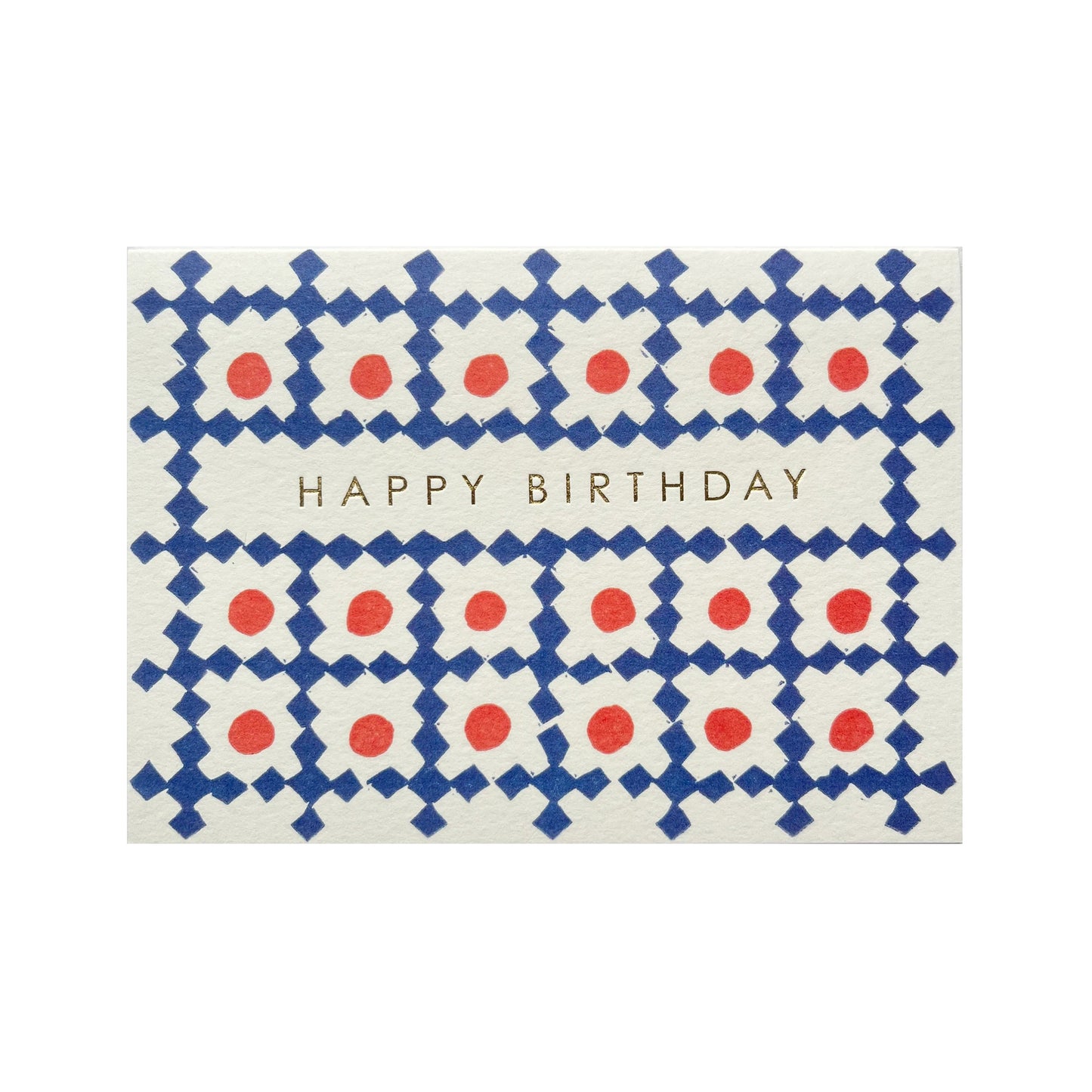 TAKAKO COPELAND Blue Lattice Birthday Card
