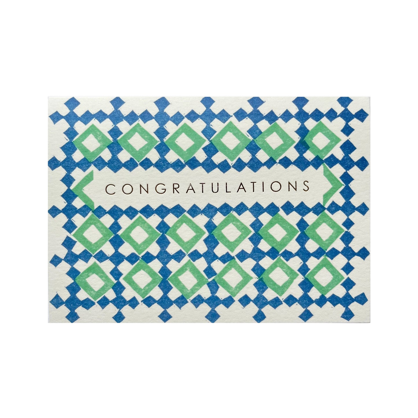 TAKAKO COPELAND Blue Lattice Congratulations Card